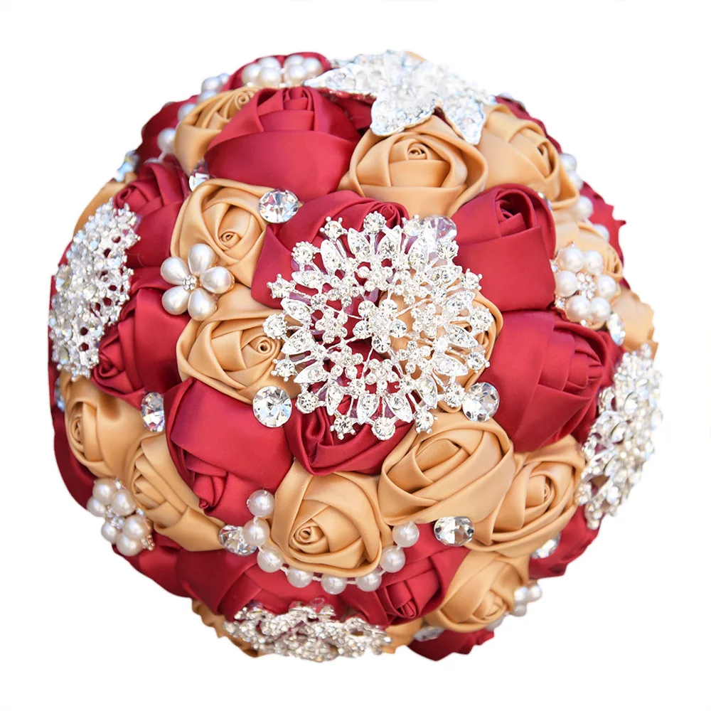 Red/white diamond/pearl bridal online bouquet