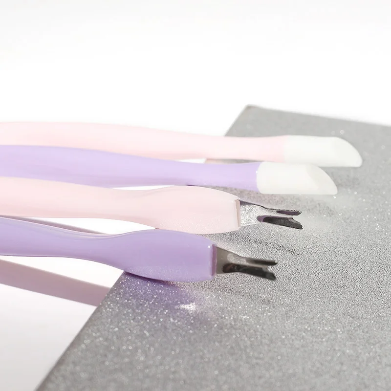 Professional Nail Tool Cuticle Pusher Nail Fork Remove Dead Skin Nail Cuticle Pusher With Plastic Handle