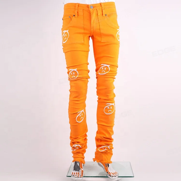 EDGE DENIM Custom Top Quality Tie Dye Skinny Fit Long Super Stacked Flare Jeans Men
