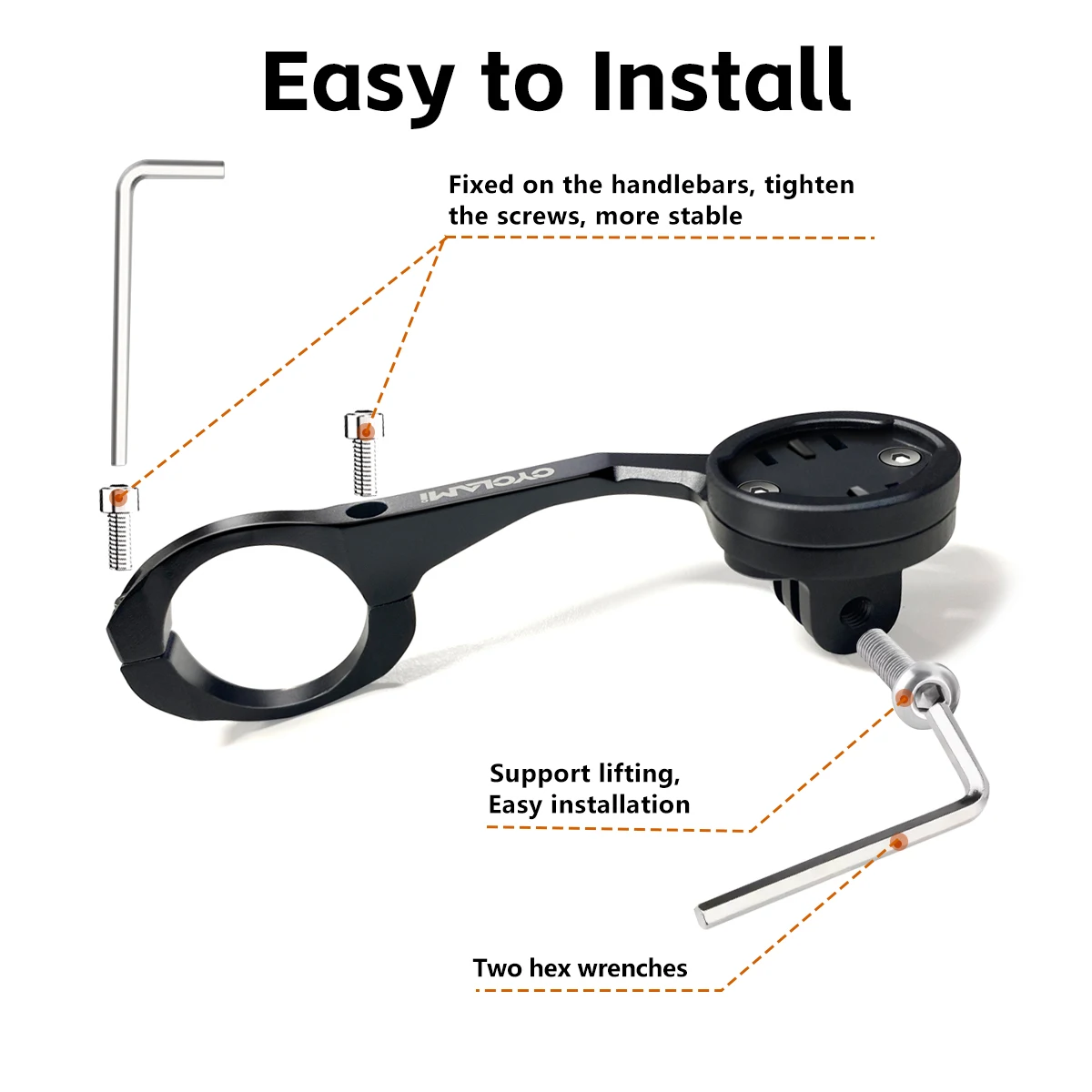 CYCLAMI Bicycle Computer Holder Aluminium Alloy Out Front Bike Mount Bike Accessories for Garmin IGPSPORT XOSS Magene BlackBird