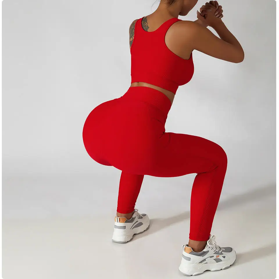 Lulu Ribbed Soft Fabrics Gym Fitness Set High Stretchy Comfortable ...