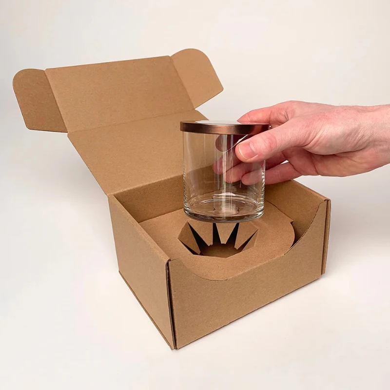 JiuRun Customer Kraft Straight Sided Tumbler Shipping Box for Candle Jar Glass Bottle
