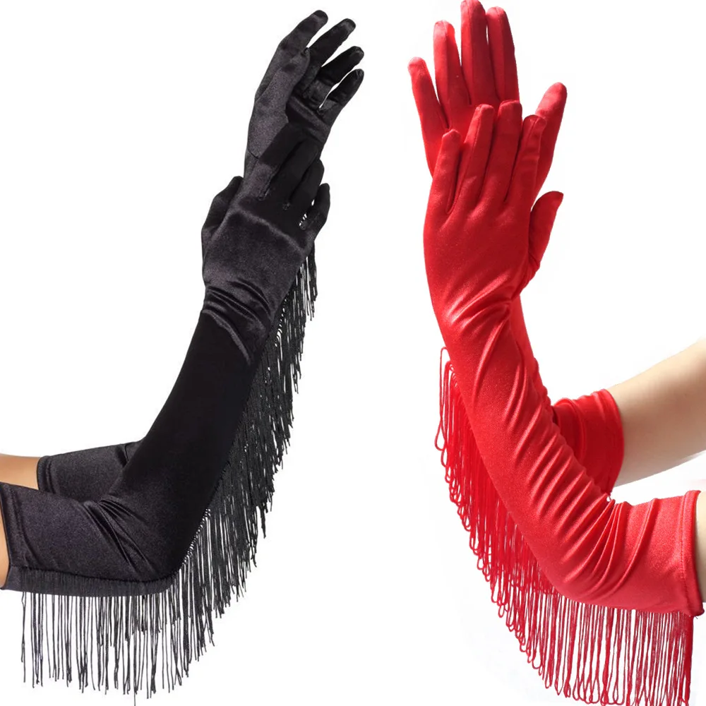 Girls Bridal Long Elbow Satin Gloves