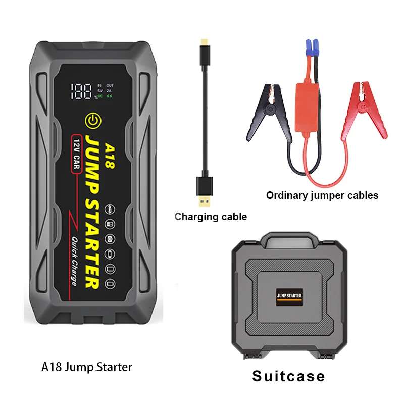 Rugged Geek 18000mah 1000A 12V portable powerbank jump starter with LCD car jump start