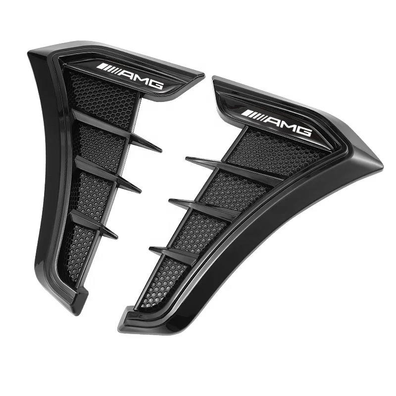 Black Car Bonnet Air Flow Intake Side Fender Vent Moulding Trim Decals Sticker