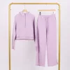 Dark smoken purple hooded half-pull sweat pants set