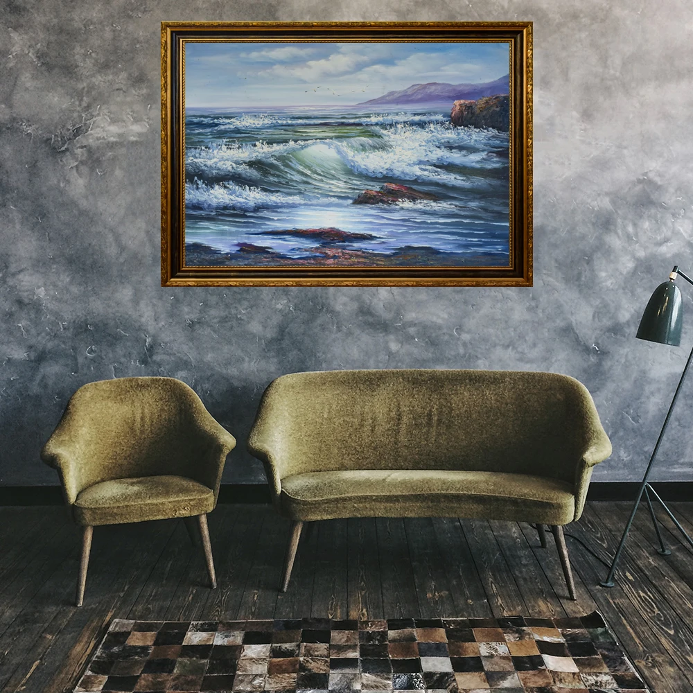 Wholesale Framed Impressionist Handmade Mediterranean Landscape Picture Wall Art Oil Painting