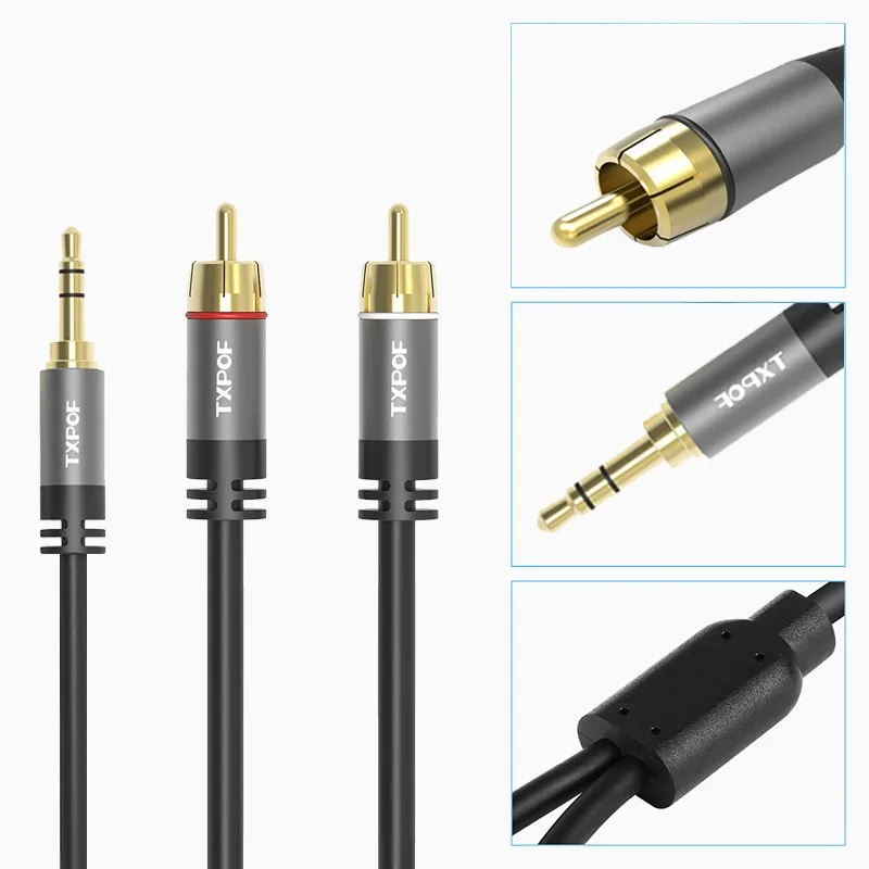 2rca сплиттер 3,5 мм стерео aux штекер к 2 rca штекер аудио кабель