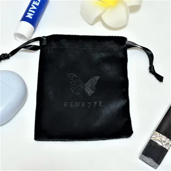 Promotion Small Black Velvet Gift Jewelry Storage Dust Travel Bag Luxury Velvet Packaging Drawstring Pouch