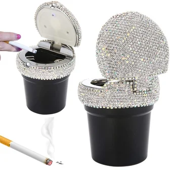 smoking accessories smoke shop creative high quality girl bling bling diamond LED car ashtray ash tray trays weed ashtray