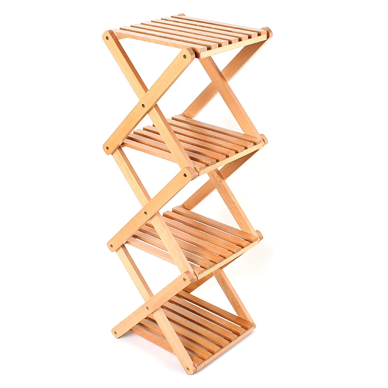Creative multifunctional solid wood folding storage rack & flower stand