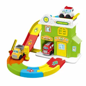 ITTL Children City Center Parking Lot Toys DIY Parking Garage Creative Baby Sliding Engineering Truck with 1 Car Toys for Kids