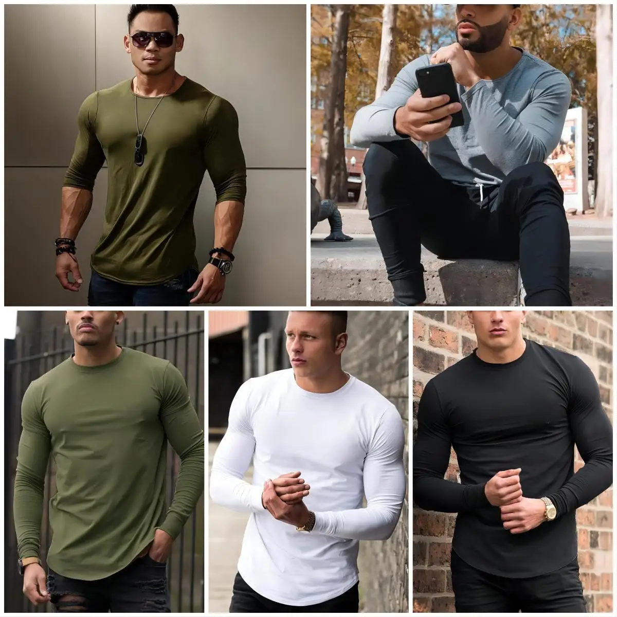High Quality Men Sports Fit T-shirt Gym Long Sleeve New Fashion Clothes ...