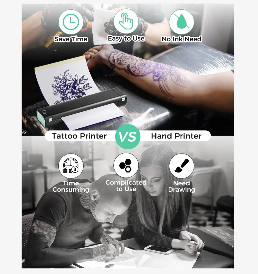 M08F-TATTOO Bluetoothタトゥープリンター Amazon.com: Phomemo Tattoo Stencil Printer, M08F Wireless