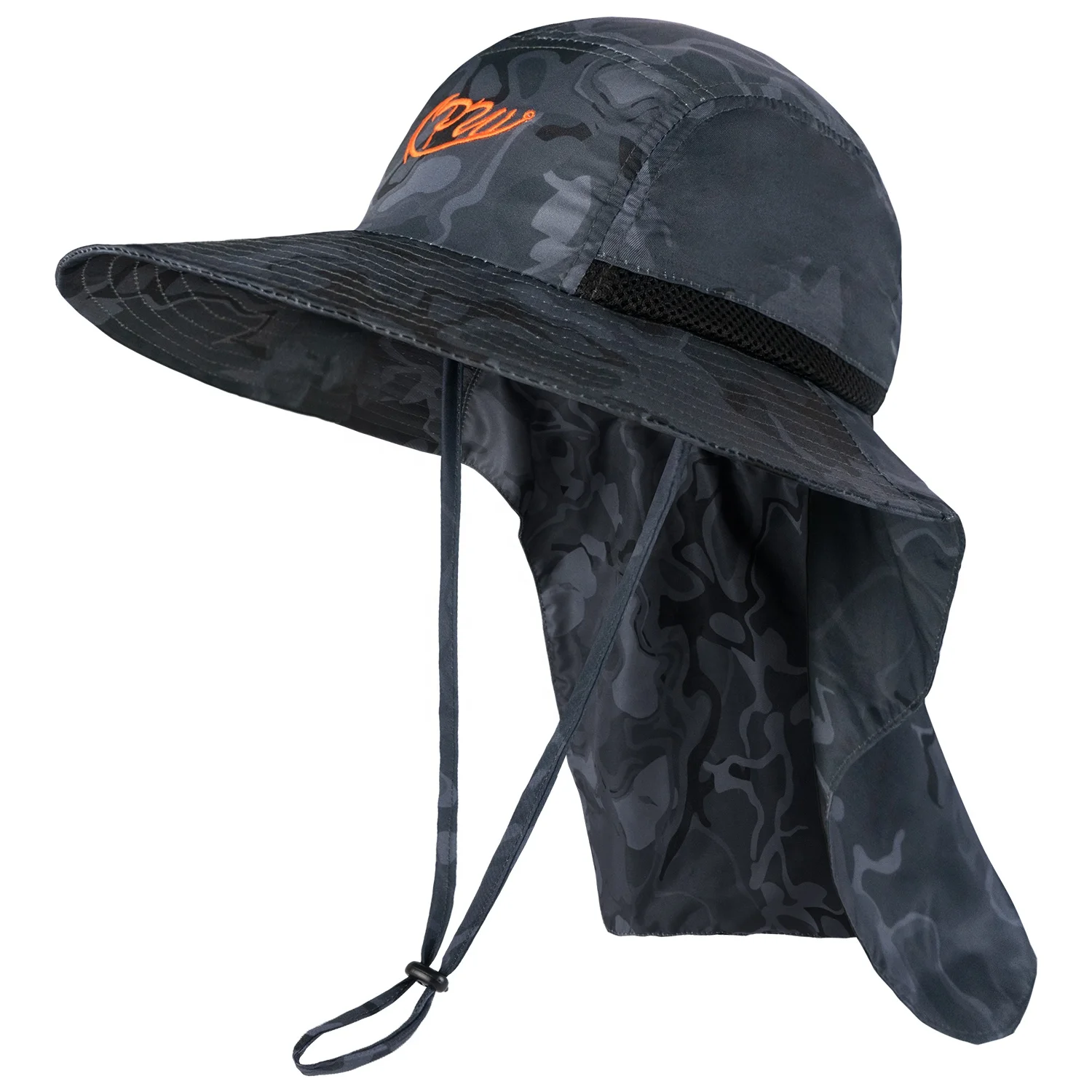 UPF50+ Wide Brim Sun Hat with Neck Flap - Nylon - Fishing Hat Custom UPF50+ Outdoor Fishermen Fishing Hat with Neck Flap main image 3