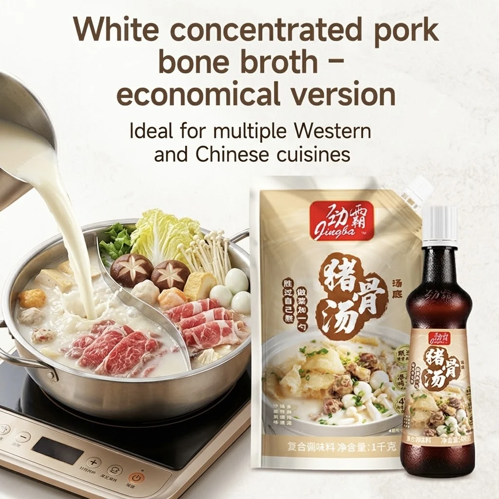 Pork Bone Soup Base, Global Culinary Compatibility: Perfect for a Wide Range of Asian and Western Dishes.