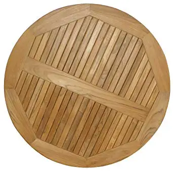 Restaurant Outdoor Teak Slat Square Table Natural Wood Round Dining Table Top