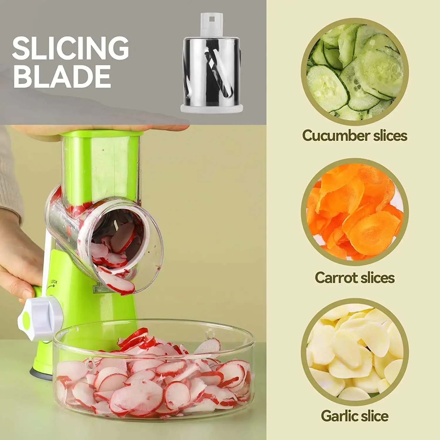 Manual Mandoline Slicer Rotary Cheese Grater Picador De Verduras Cutter ...