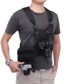Double Sangle Harnais Pour Appareil Photo – Système Gilet Multi-Caméras Avec Verrouillage Sécurisé, Épaule Respirante, Idéal Mariage, Escalade, Voyage