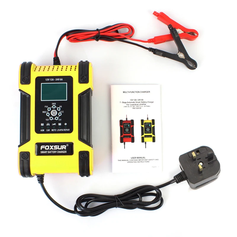 12V 24V 12Aパルス修理充電器,LiFePO4オートバイ & カーバッテリー充電