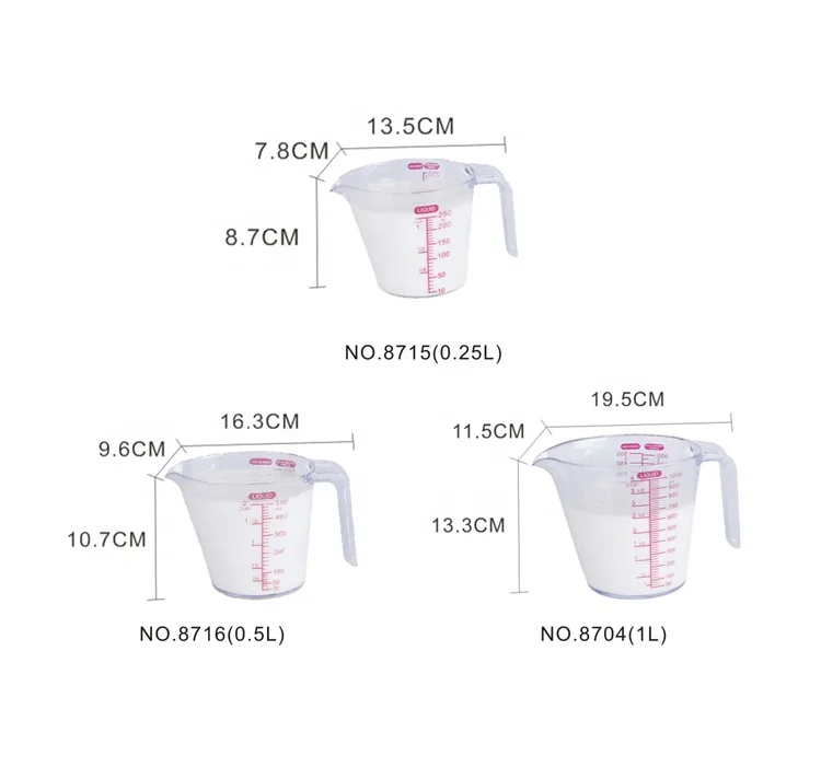 Amazon Product Measurement Tools Cup Measure 500ml Clear Cake Plastic Measuring Cup And Spoon Set With Handle
