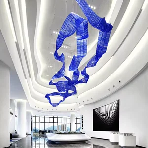 Ribbon Shape Decorative Pendant Light Hotel Lobby Banquet Custom Large Luxury Ceiling Chandelier