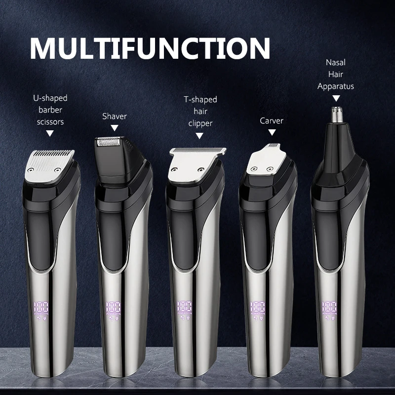 Multifuncional Professional 5 in 1 Grooming Kit LED Waterproof Shave Nose Body Trimmer Hair Clippers