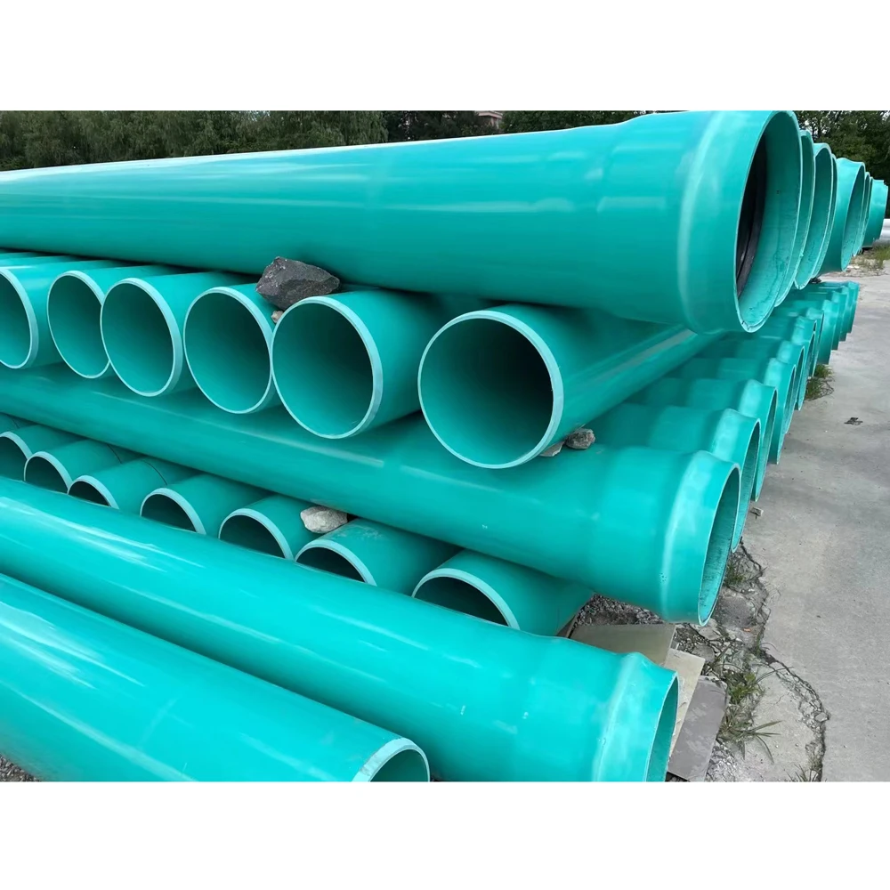 PVC SDR35 Sewer Pipe with Rubber Gasket 600mm Underground Green Pipe with Flush End