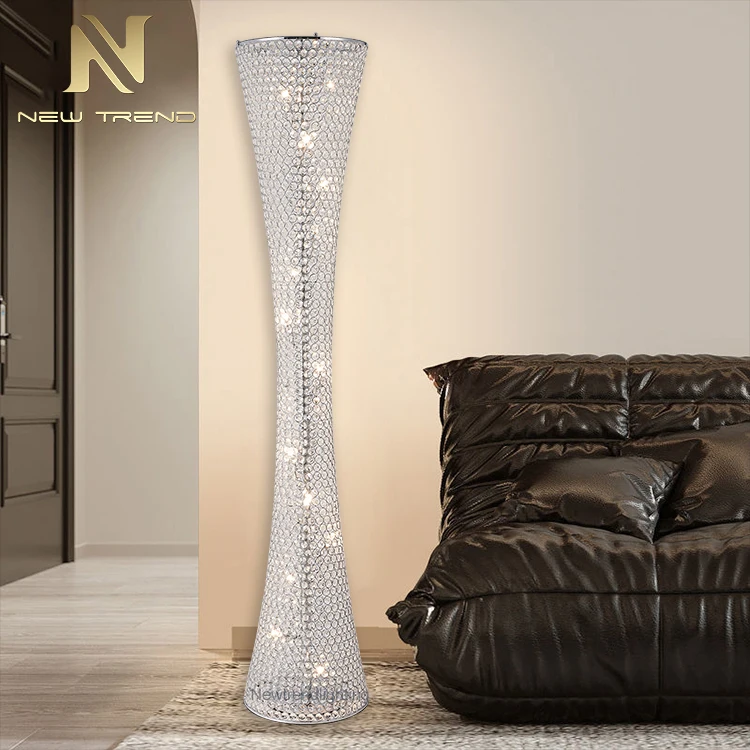 FL8003 Contemporary Design Indoor Decoration Villa Home Hotel Chrome Luxury Crystal Led Floor Light 