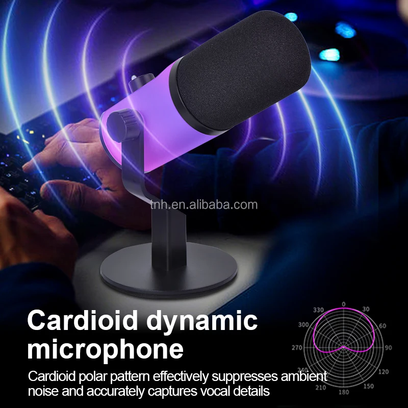 TNH DY-ZX777 Microfone Dinâmico USB XLR Gaming Mic Podcast