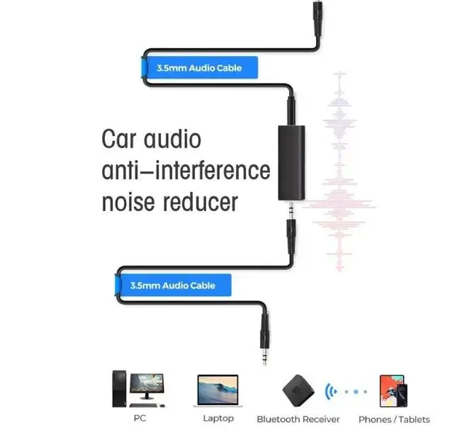 Upgraded Ground Loop Noise Isolator  Filter for Car Audio/Home Stereo System Eliminate the Buzzing  with 3.5mm Audio Cable