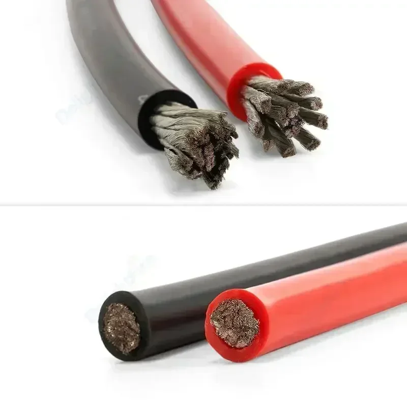 10AWG 8AWG 6AWG 4AWG Silicone Insulated Car Wires Red Black Stranded Electrical Wires for Solar Battery Inverter Generator Motor
