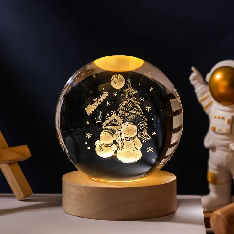 product 60mm 3d crystal ball night lamp christmas decoration custom 3d laser engraved crystal glass ball crafts with led wooden base-5
