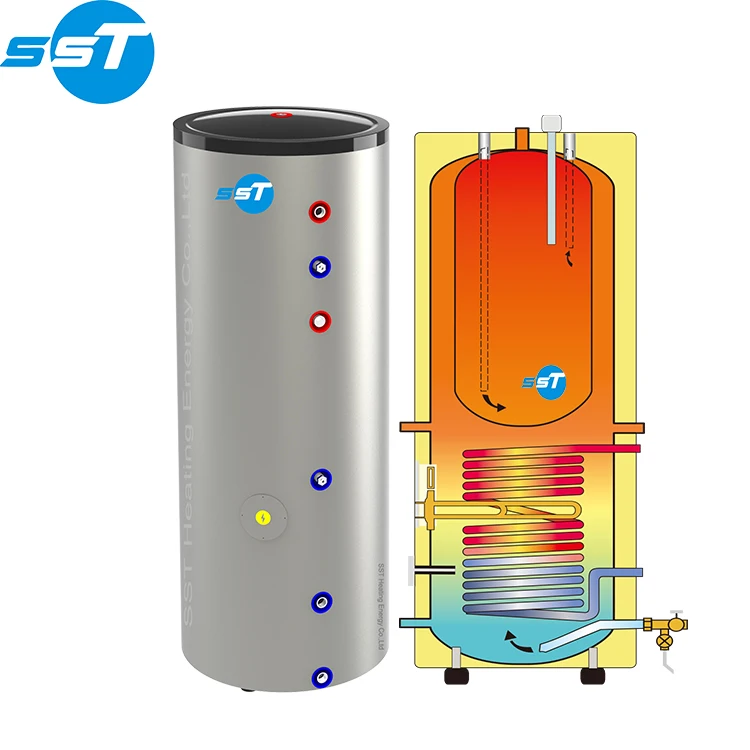 SST Factory Manufacture heat pump air source storage tank hot water heater for hotels, duplex ss tanks for hot water storage tank