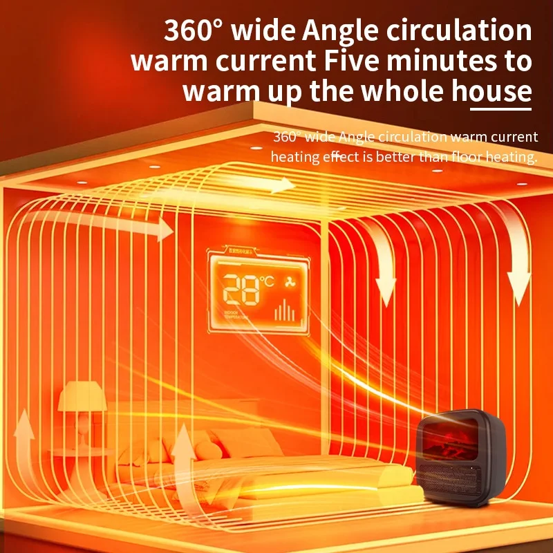 Simulation Flame Heater Office Home Heater Energy-saving Energy-saving Heater Intelligent Speed Heat Electric Fireplace 6