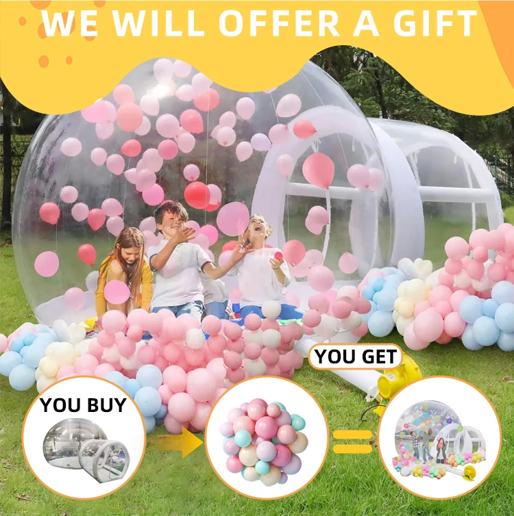 Giant Clear Inflatable Bubble Tent with 3m Diameter and 2m Tunnel for Kids Parties and Events