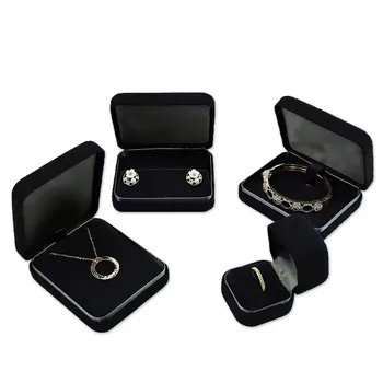 Black velvet jewellery box pearl earrings ring pendant bracelet box bag decoration storage box logo