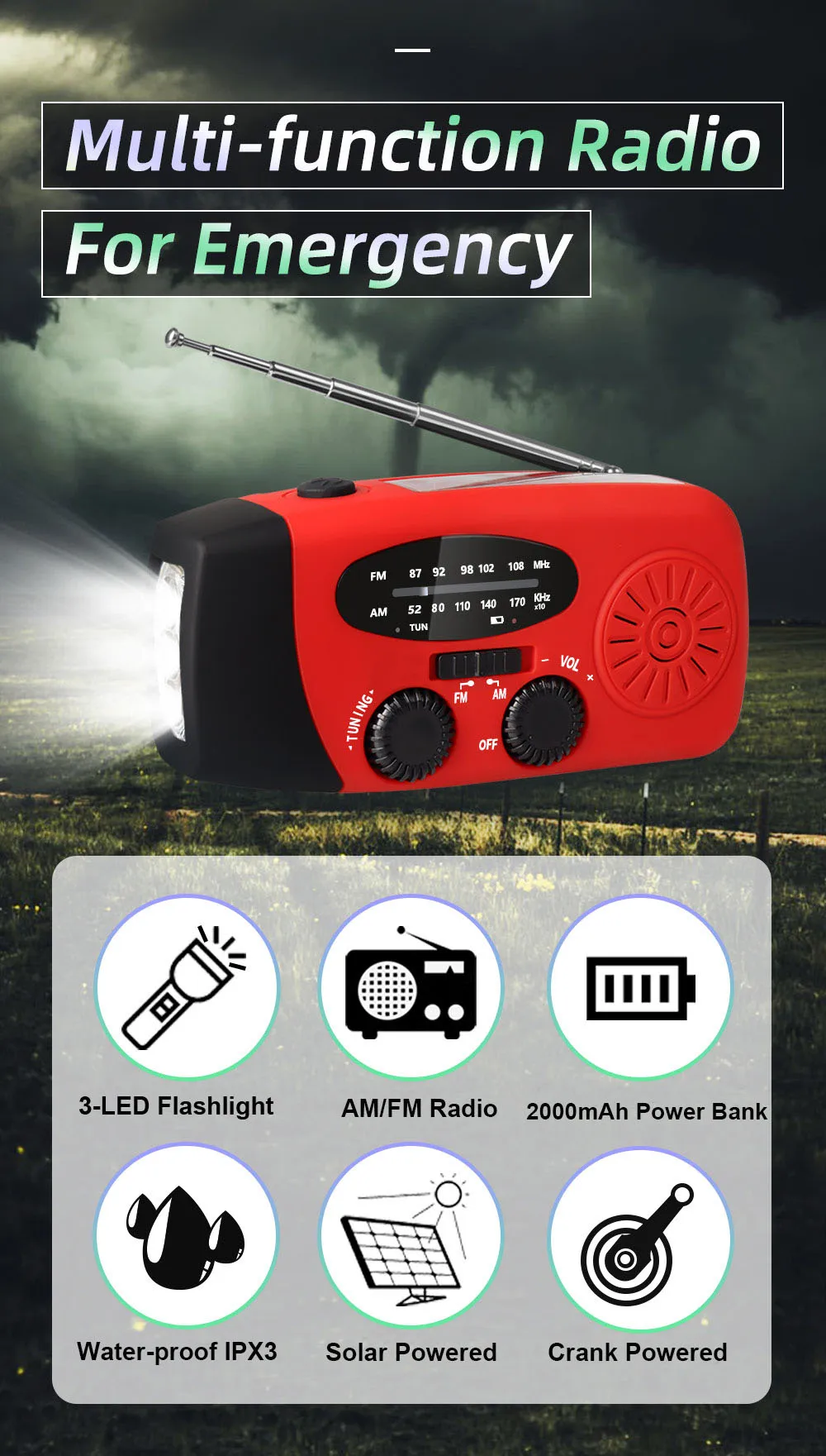 Best Earthquake Survival Kit Mini Hand Crank Solar Light With Emergency