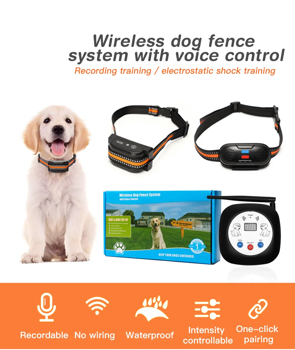 Electric Pet Containment System Adjustable Control Range 2 In 1 Pet Dog