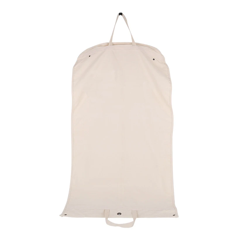 Custom Plain White Cotton Canvas Suit Dress Garment Cover Bag For Suit