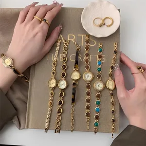 2026 Unique Women's Watch Set with Gemstones Luxurious Personality Vintage Wrist Emoticon Gift Party Luxury Jewelry for Women