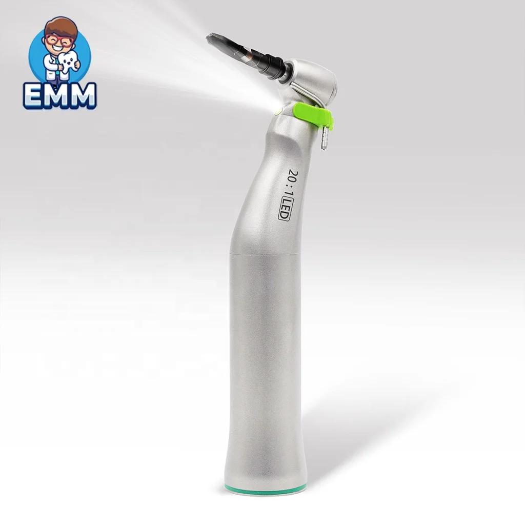Dentale Implantum ex Accipitro Ferro Manubrium Velocitatis Ingravis 20:1 cum LED et E-generatore, Anguli Contra, Pulsatili Botone, Chirurgica Reductio