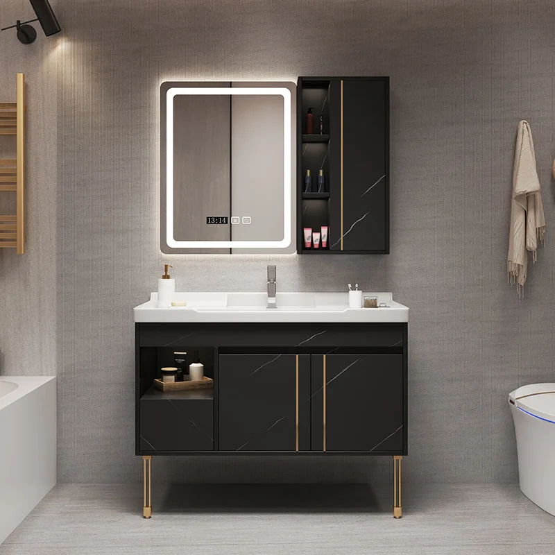 Modern Artificial Quartz Stone Bathroom Mirrored Cabinet Sintered Stone ...