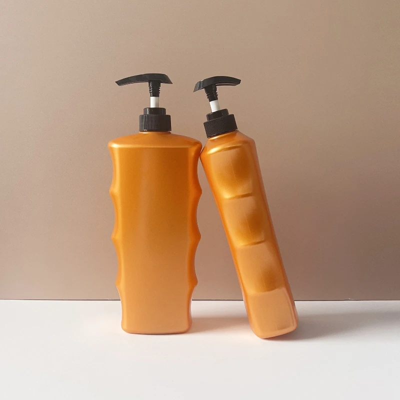 2024 New Large-capacity 1000ml Pet Body Wash Shampoo Water Bottle Pressure Pump Emulsion Flat Bottle