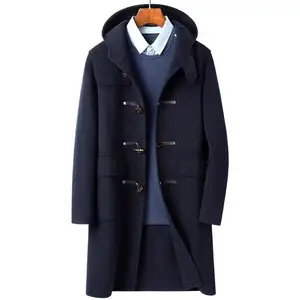 Wholesale Customized High Quality Men's Jackets New Casual Trench Coat And Duffle Wool In Plus Size With Button Closure