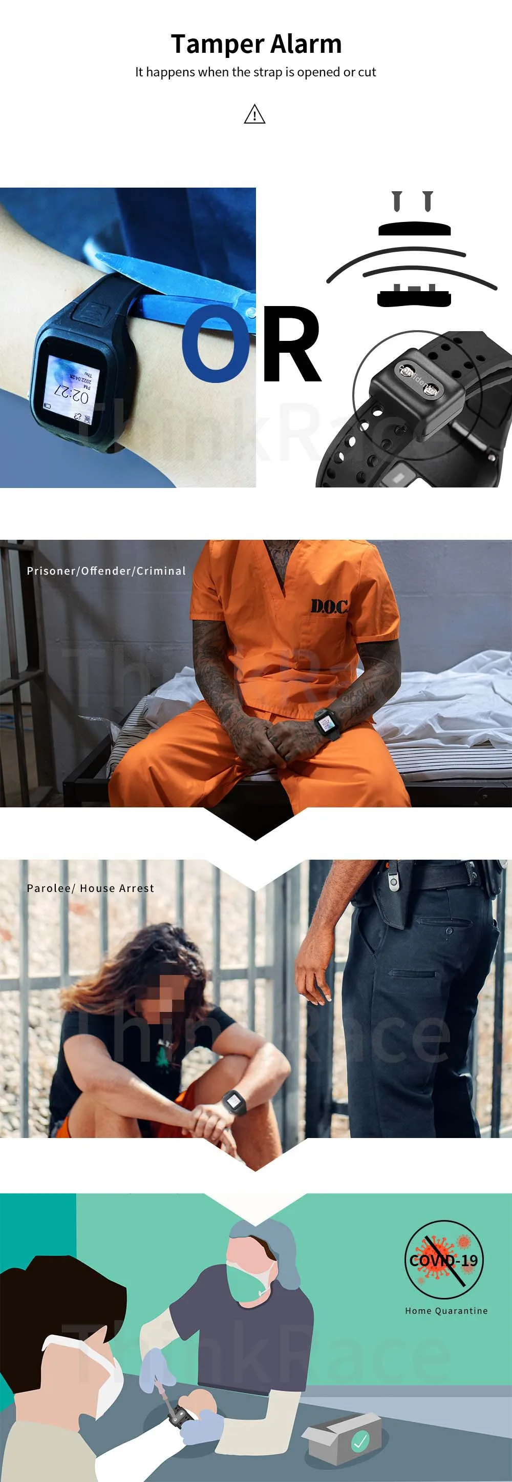 Tamperproof 4g Gps Tracking Smart Wristband 4g Judicial Watch Prisoner