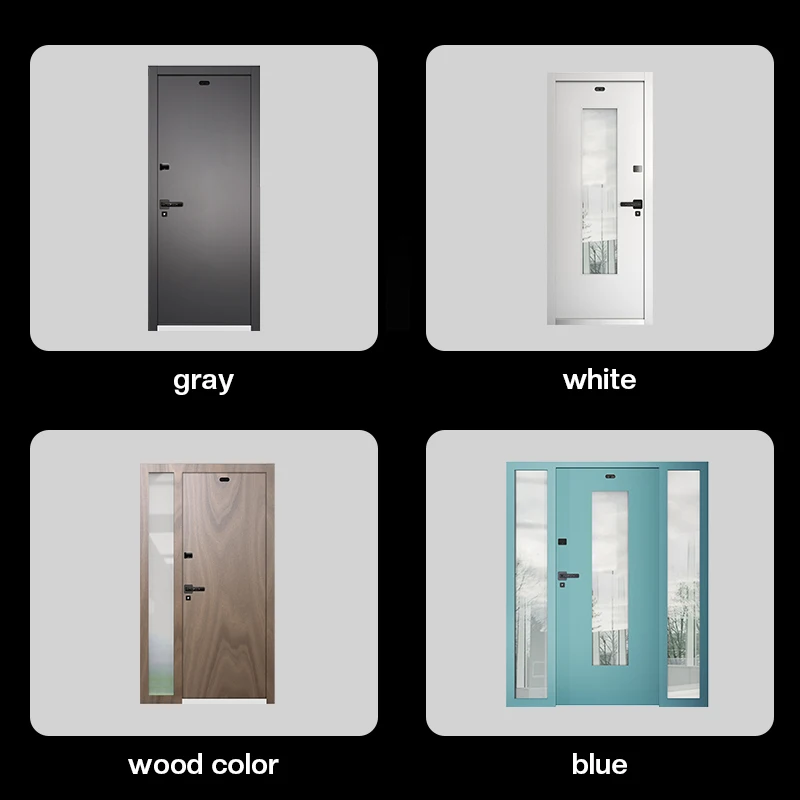 Custom Design Modern Home Front Entrance Main Door Glass Surface Multi-Functions Exterior Security Doors
