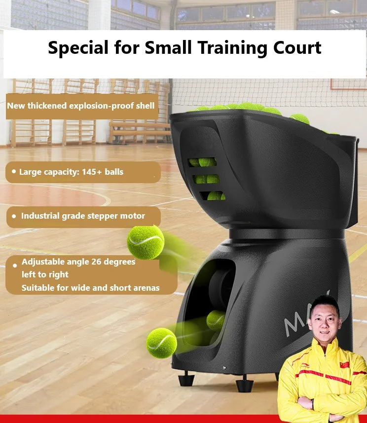 New Indoor Training Launching Feeding Tennis Ball Machine with APP and remote control Special Designed for indoor court details