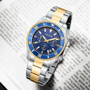 Chronograph Quartz Gold Watches Luxury Stainless Steel Band Waterproof Men Wristwatches Men Wrist