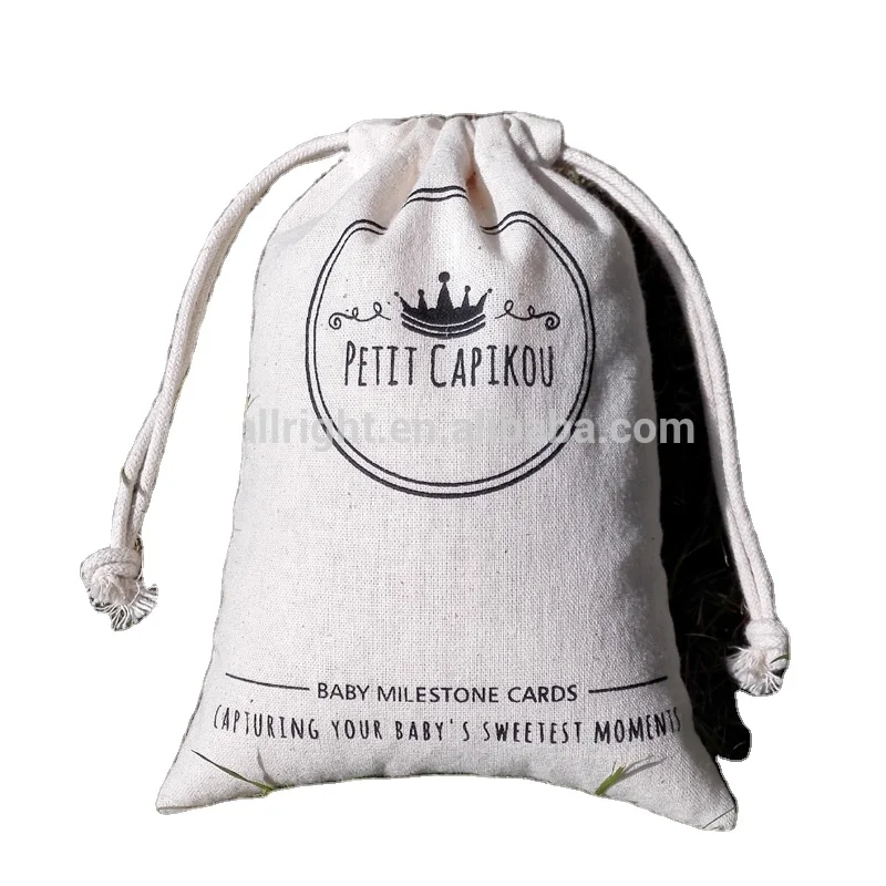 Custom Organic cotton bag drawstring ,muslin bag 4×6 5×7 8×10 بوصة